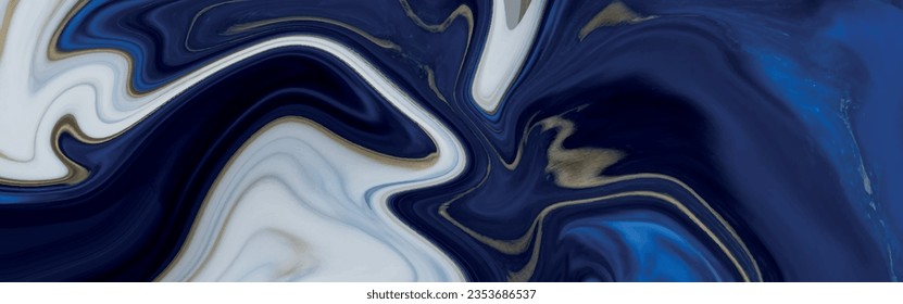 Abstract blue liquid watercolor background with golden stains. High resolution luxurious marble. Style incorporates the swirls of marble or the ripples of agate. painted artificial marbled surface,