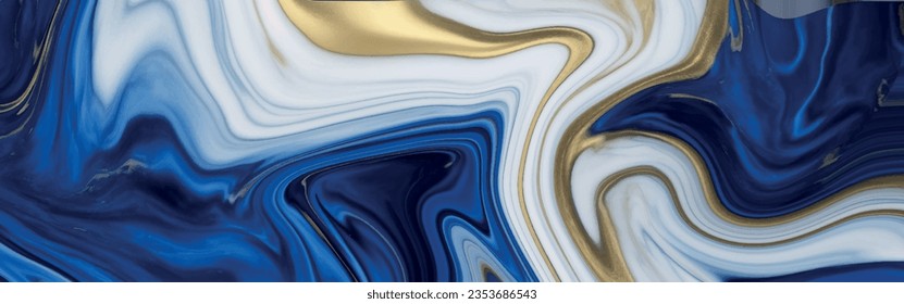 Abstract blue liquid watercolor background with golden stains. High resolution luxurious marble. Style incorporates the swirls of marble or the ripples of agate. painted artificial marbled surface,