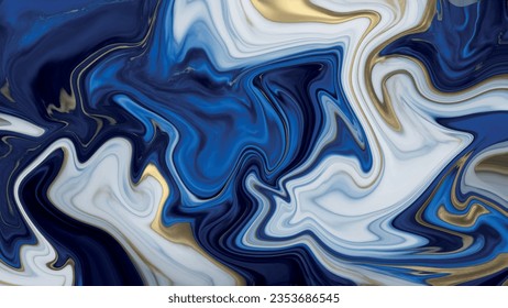 Abstract blue liquid watercolor background with golden stains. High resolution luxurious marble. Style incorporates the swirls of marble or the ripples of agate. painted artificial marbled surface,