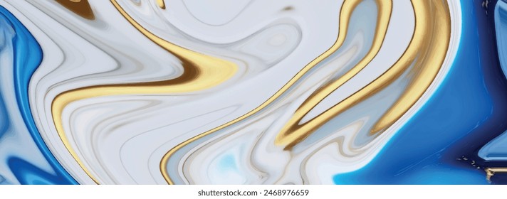 Abstract blue liquid watercolor background with golden stains. High resolution luxurious marble. Style incorporates the swirls of marble or the ripples of agate. painted artificial marbled surface,