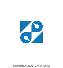Abstractas composición de logo azul. Combinación de Formas geométricas, círculos y triángulos.  Diseño futurista y dinámico. Adecuado para empresas de tecnología.
