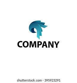 abstract blue logo, a stylized bird, unusual wings on a white background