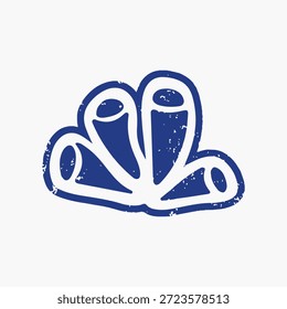 Abstract blue logo with three stylized scrolls. Blue scrolls in a symmetrical design. Artistic scrolls with a vintage touch. Simple blue scroll pattern. Illustration deign element vector.