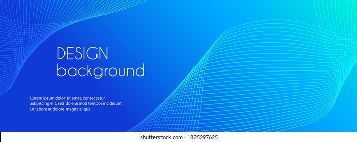 Abstract blue long vector banner  Wavy minimal trendy background for business presentations  web header design and copy space for text
