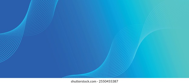Banner de vetor longo azul abstrato. Fundo trendy ondulado mínimo para apresentações de negócios, design de cabeçalho da web com espaço de cópia para texto