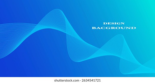 Abstract blue long vector banner. Wavy minimal trendy background for business presentations, web header design with copy space for text
