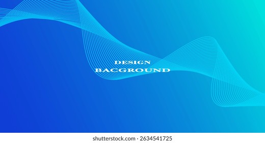 Abstract blue long vector banner. Wavy minimal trendy background for business presentations, web header design with copy space for text. Eps10