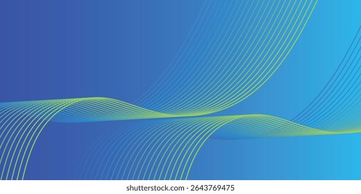 Abstract blue long vector banner. Wavy minimal trendy background for business presentations, web header design with copy space for text vector illustration