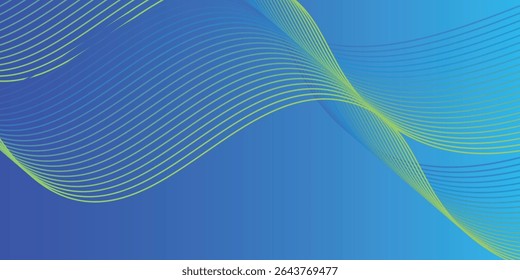 Abstract blue long vector banner. Wavy minimal trendy background for business presentations, web header design with copy space for text vector illustration