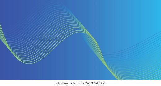 Abstract blue long vector banner. Wavy minimal trendy background for business presentations, web header design with copy space for text vector illustration