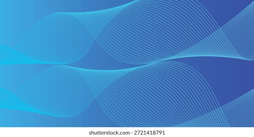 Anuncio de Vector largo azul Abstractas. Fondo ondulado mínimo de moda para presentaciones de negocios, diseño de encabezado de Web con espacio de copia para texto
