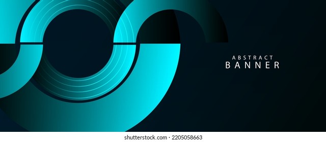 Abstract blue low circular glossy design banner background