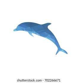 Abstract blue low poly dolphin