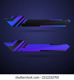 Abstract blue lower third banner bars live breaking news and live video streaming title. Modern blank labels for video broadcast.