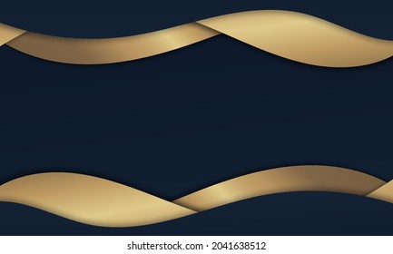 Resumen del fondo azul de la ola de lujo. Diseño de fondo moderno. color dorado. Composición de formas fluidas. Apto para el diseño de la presentación. sitio web, base para banners, fondos de pantalla, folletos, carteles