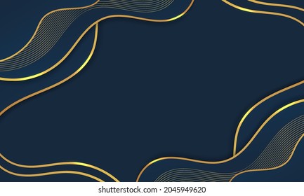 Abstract blue luxury wave background. Modern background design. golden color. Fluid shapes composition. Fit for presentation design. website, basis for banners, wallpapers, brochure, posters