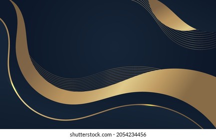 Abstract blue luxury wave background. Modern background design. golden color. Fluid shapes composition. Fit for presentation design. website, basis for banners, wallpapers, brochure, posters