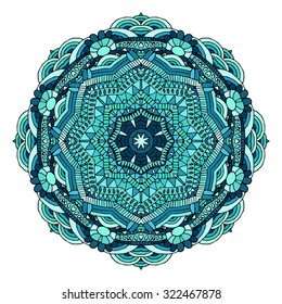 Abstract blue mandala. Vector illustration