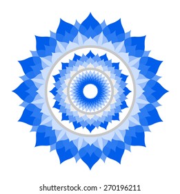 abstract blue mandala of Vishuddha chakra vector on white