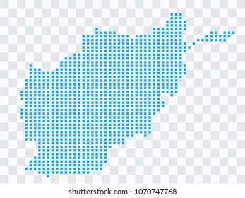 Abstract blue map Afghanistan of square pixels, isolated on transparent background.Vector eps 10