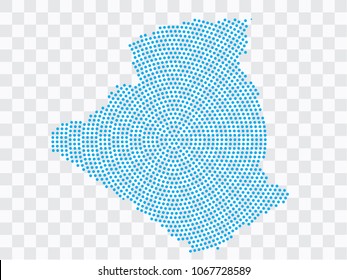 Abstract blue map of Algeria - planet dots planet, isolated on transparent background.Vector eps 10