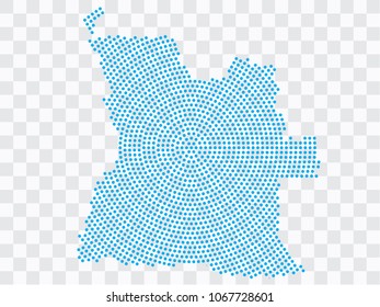 Abstract blue map of Angola - planet dots planet, isolated on transparent background.Vector eps 10