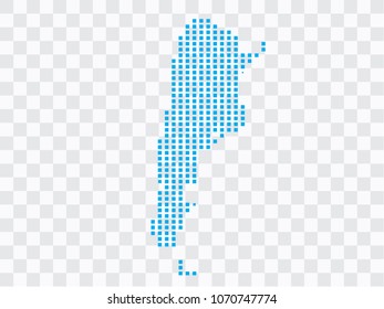Abstract blue map Argentina of square pixels, isolated on transparent background.Vector eps 10