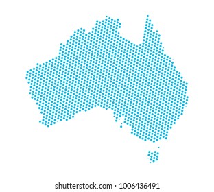 Abstract Blue Map Of Australia - Dots Planet, Lines, Global World Map Halftone Concept. Vector Illustration Eps 10.