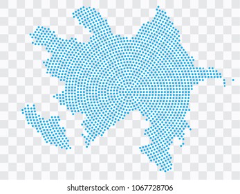 Abstract blue map of Azerbaijan - planet dots planet, isolated on transparent background.Vector eps 10