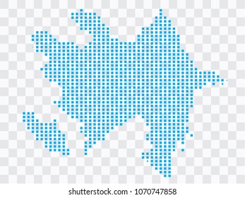 Abstract blue map Azerbaijan of square pixels, isolated on transparent background.Vector eps 10