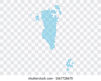 Abstract blue map of Bahrain - planet dots planet, isolated on transparent background.Vector eps 10
