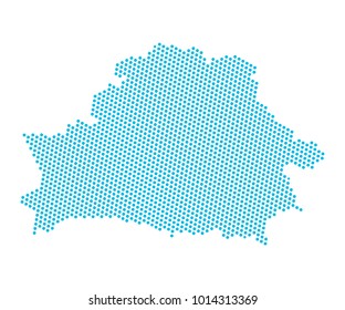 Abstract blue map of Belarus - dots planet, lines, global world map halftone concept. Vector illustration eps 10.