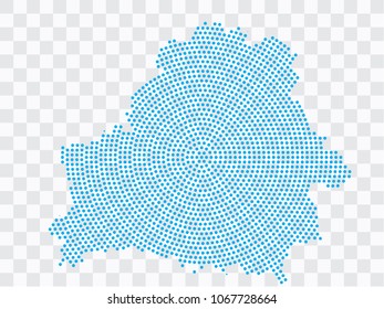 Abstract blue map of Belarus - planet dots planet, isolated on transparent background.Vector eps 10