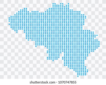 Abstract blue map Belgium of square pixels, isolated on transparent background.Vector eps 10