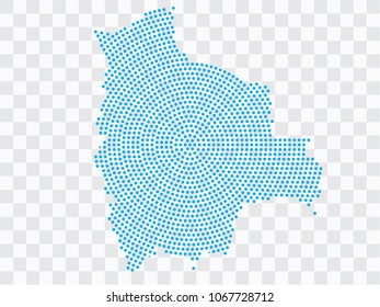 Abstract blue map of Bolivia - planet dots planet, isolated on transparent background.Vector eps 10