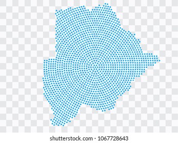 Abstract blue map of Botswana - planet dots planet, isolated on transparent background.Vector eps 10
