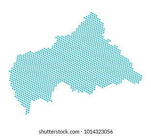 Abstract blue map of Central African Republic - dots planet, lines, global world map halftone concept. Vector illustration eps 10.