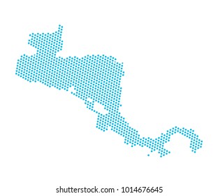 Abstract Blue Map Of Central America - Dots Planet, Lines, Global World Map Halftone Concept. Vector Illustration Eps 10.