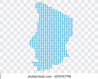 Abstract blue map Chad of square pixels, isolated on transparent background.Vector eps 10