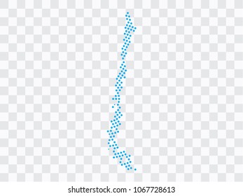 Abstract blue map of Chile - planet dots planet, isolated on transparent background.Vector eps 10