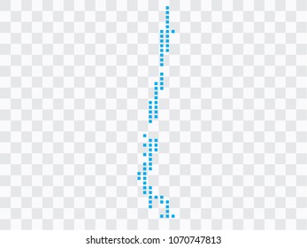 Abstract blue map Chile of square pixels, isolated on transparent background.Vector eps 10