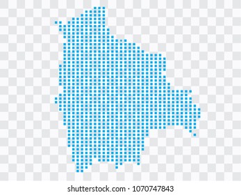 Abstract blue map China of Bolivia pixels, isolated on transparent background.Vector eps 10