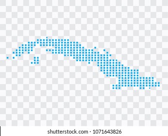 Abstract blue map Cuba of square pixels, isolated on transparent background.Vector eps 10