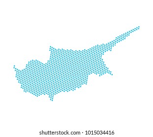 Abstract blue map of Cyprus - dots planet, lines, global world map halftone concept. Vector illustration eps 10.