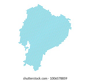 Abstract blue map of Ecuador - dots planet, lines, global world map halftone concept. Vector illustration eps 10.