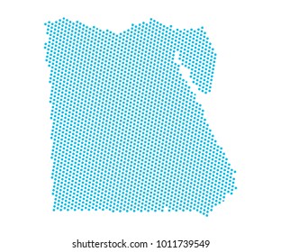 Abstract blue map of Egypt - dots planet, lines, global world map halftone concept. Vector illustration eps 10.