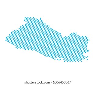 Abstract blue map of El salvador - dots planet, lines, global world map halftone concept. Vector illustration eps 10.