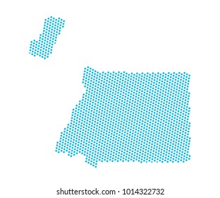 Abstract blue map of Equatorial guinea - dots planet, lines, global world map halftone concept. Vector illustration eps 10.