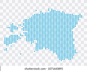 Abstract blue map Estonia of square pixels, isolated on transparent background.Vector eps 10