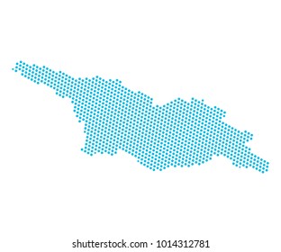 Abstract blue map of Georgia - dots planet, lines, global world map halftone concept. Vector illustration eps 10.